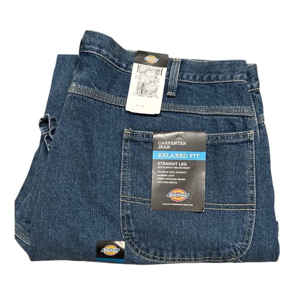 Dickies Carpenter Jeans Relaxed Fit Mens 42x30 Denim Fits Over Boots New